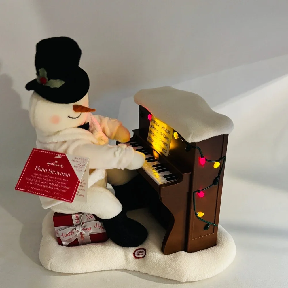 Hallmark Piano Snowman Musical Animated Christmas Decor 2005 Lights Music Tested